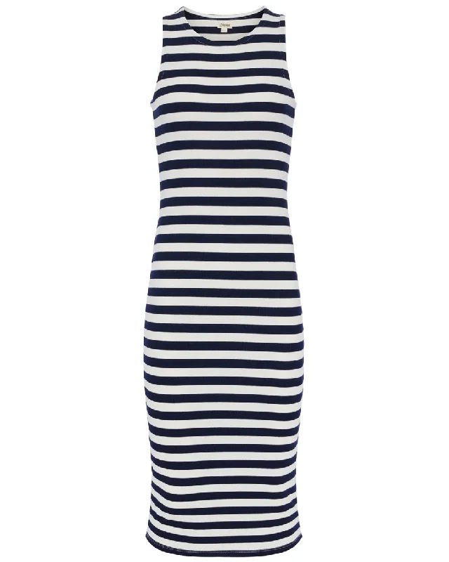 Navy and White Stripe Nura Midi Dress