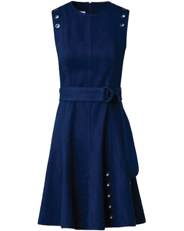 Ink Denim Eyelet Aline Mini Dress