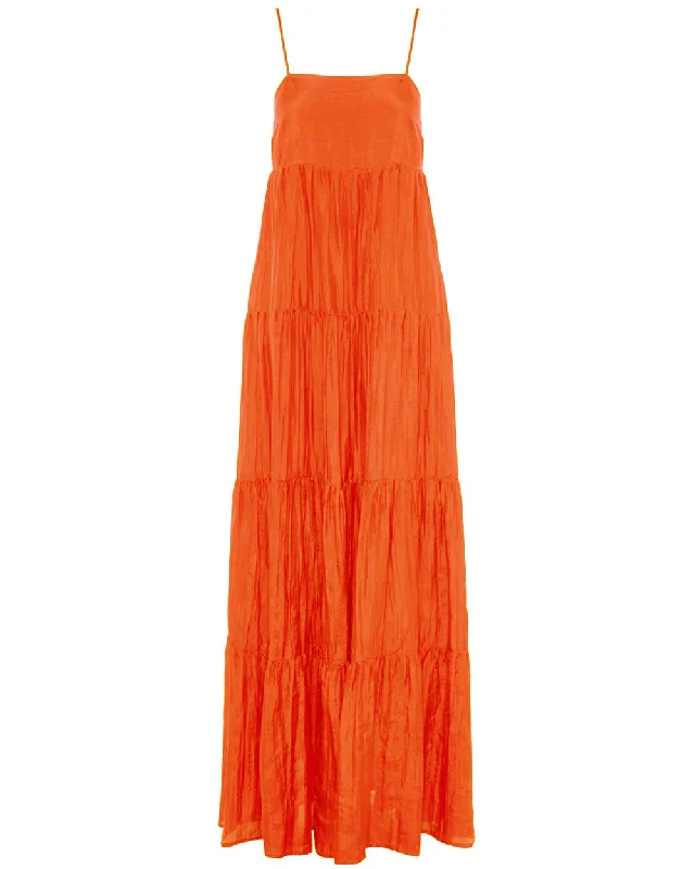 Orange Formantera Tiered Slip Dress