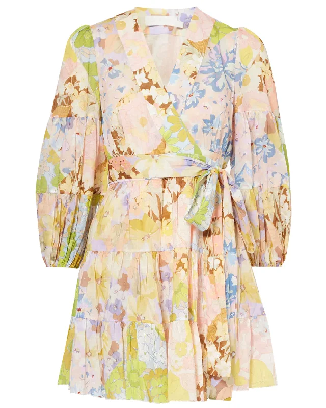 Patch Floral Pop Wrap Mini Dress