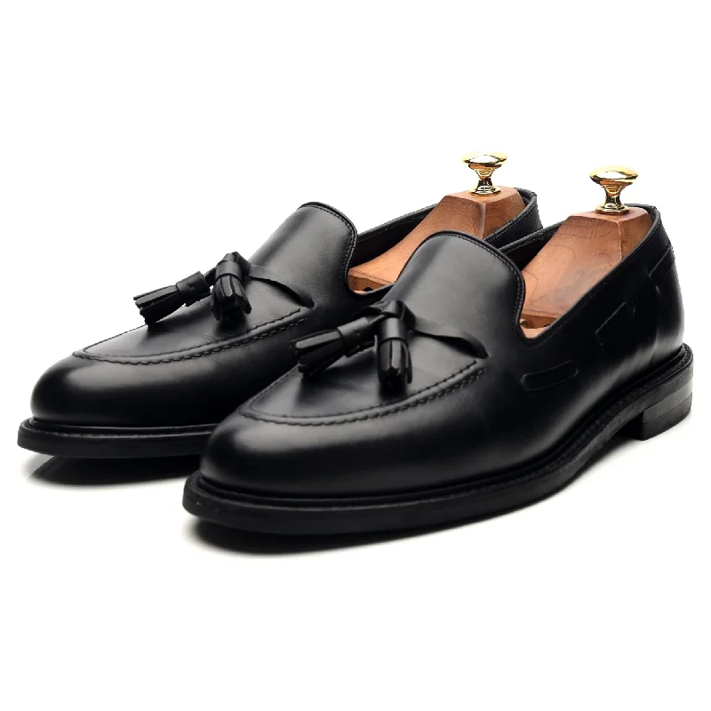 1880 'Nottingham' Black Leather Tassel Loafers UK 9 F