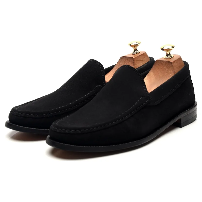 'Como' Black Suede Slip On Loafers UK 10 EU 44