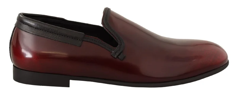 Elegant Bordeaux Leather Loafers