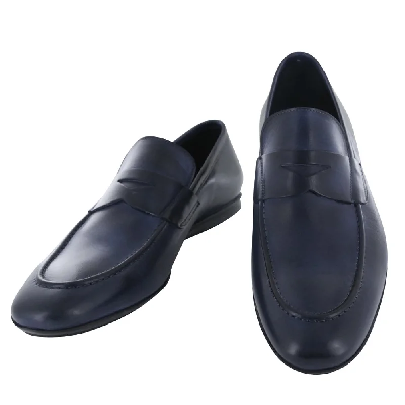 Fiori Di Lusso Navy Blue Penny Loafers