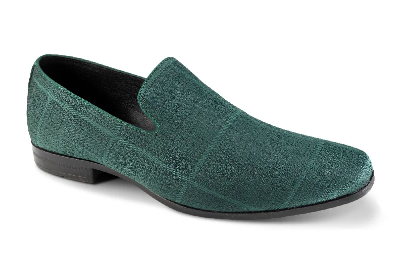 Geometrical Collection: Montique Emerald Slip-On Shoes in Geometric Pattern S-2416