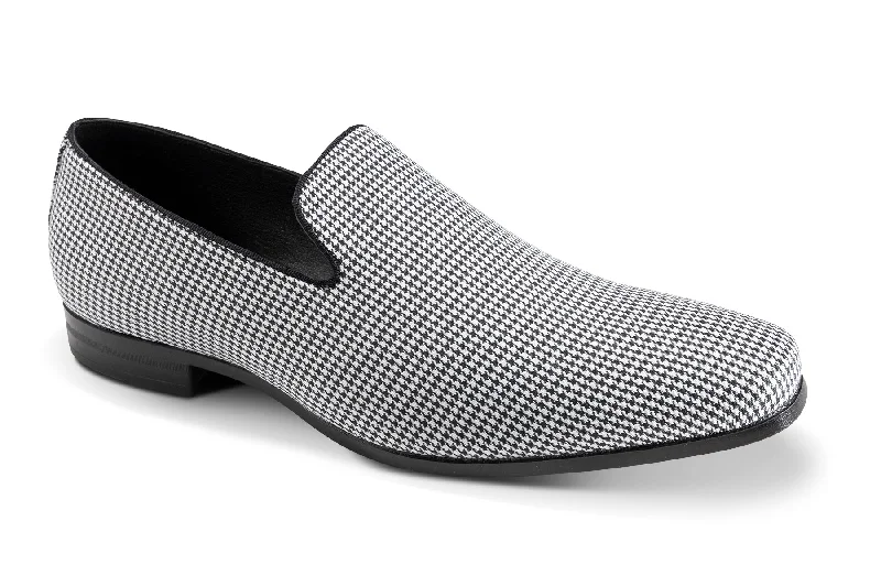 Houndour Collection: Montique Black Houndstooth Slip-On Fashion Shoes S-2424