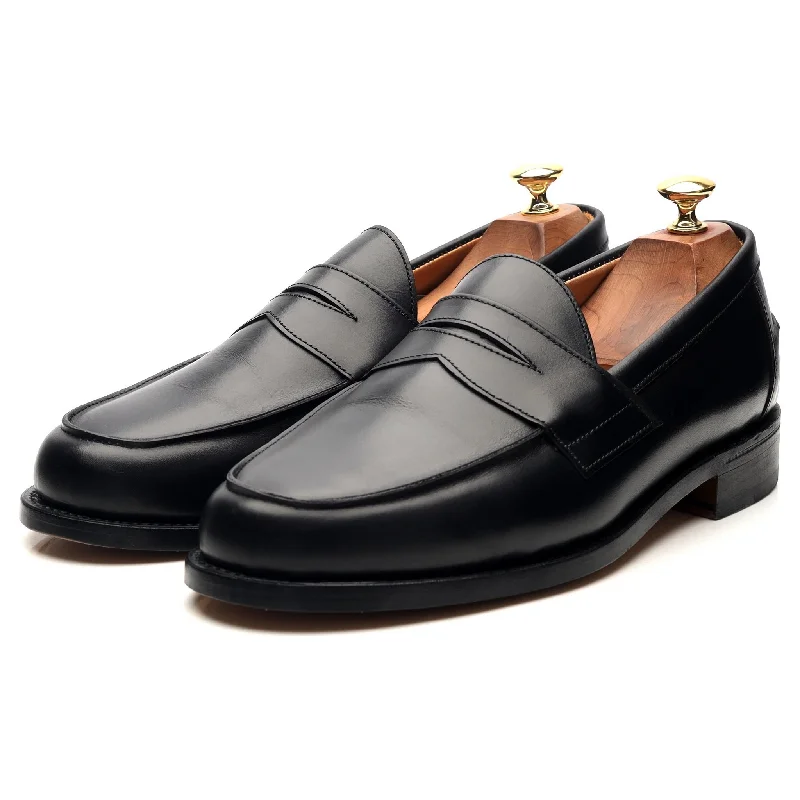 'Madrid' Black Leather Loafers UK 8.5