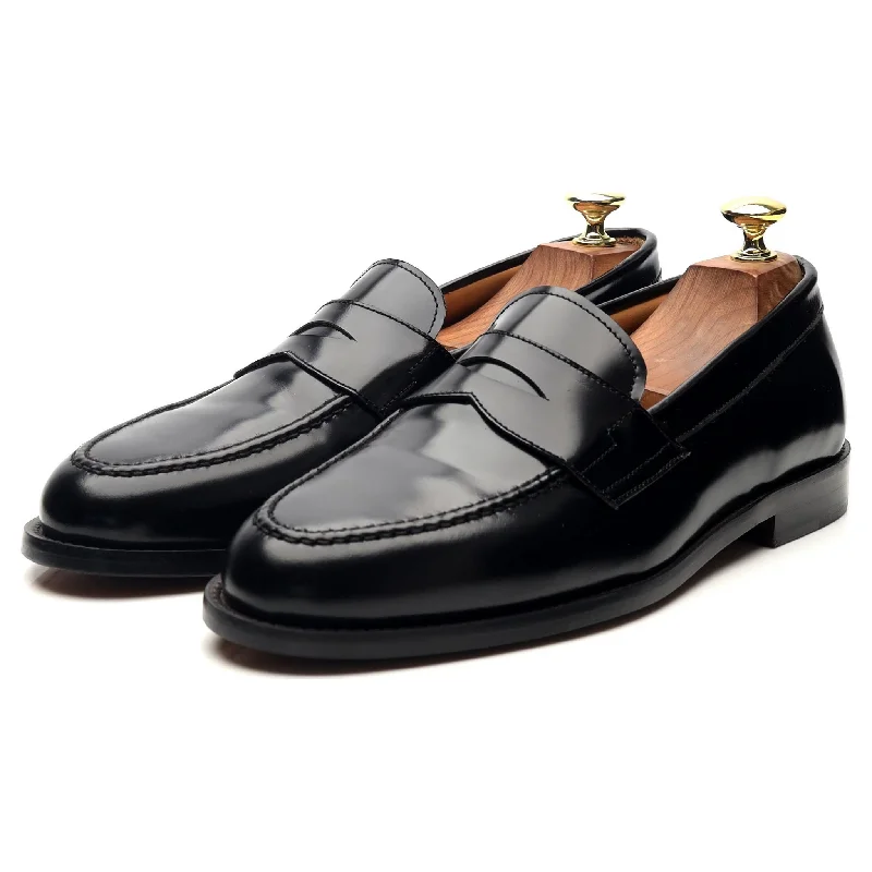 'Medway' Black Leather Loafers UK 8