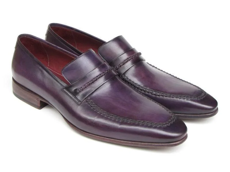 Paul Parkman (FREE Shipping) Men's Purple Loafers Handmade Slip-On Shoes (ID#068-PURP)