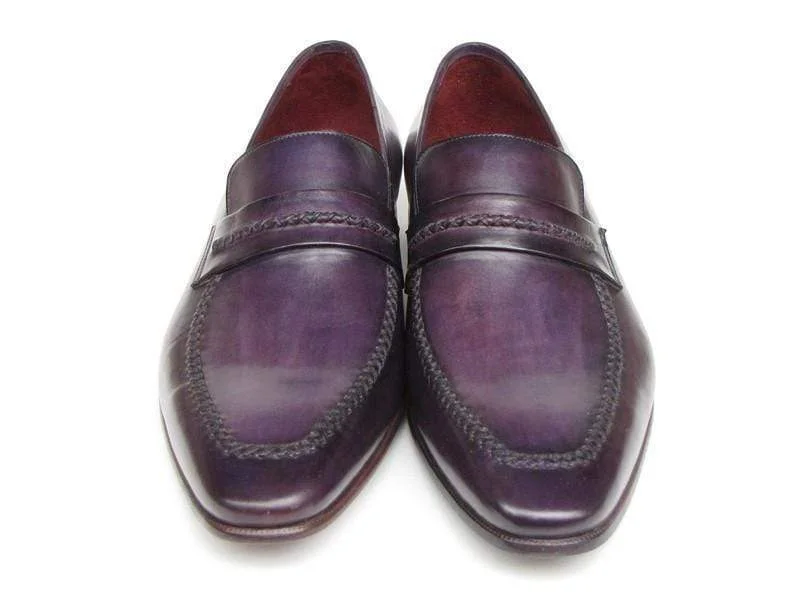 Paul Parkman (FREE Shipping) Men's Purple Loafers Handmade Slip-On Shoes (ID#068-PURP)