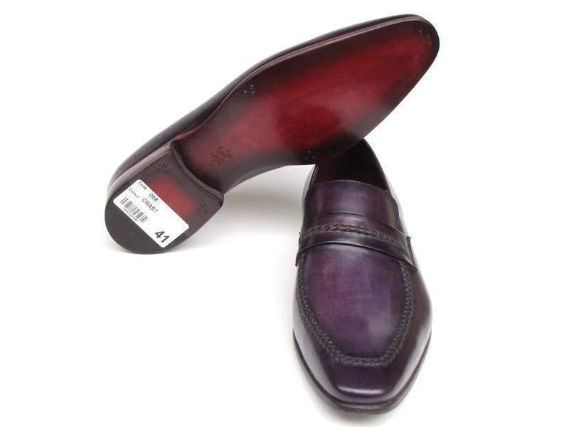 Paul Parkman (FREE Shipping) Men's Purple Loafers Handmade Slip-On Shoes (ID#068-PURP)