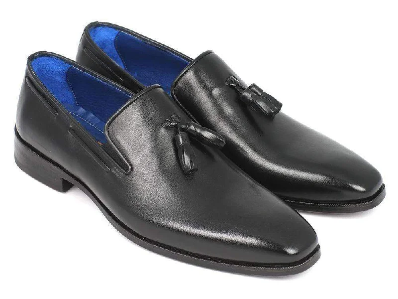 Paul Parkman (FREE Shipping) Men's Tassel Loafers Black Leather Upper & Leather Sole (ID#5141-BLK)