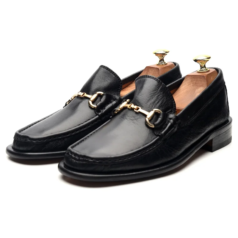 'Rodi' Black Leather Horsebit Loafers UK 8