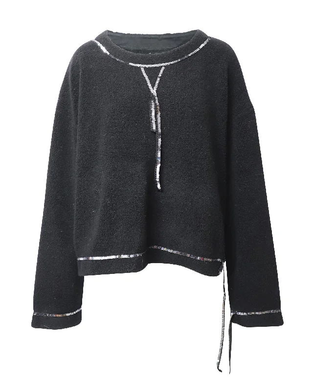 MM6 by Maison Margiela Sequin Trim Sweater in Black Wool