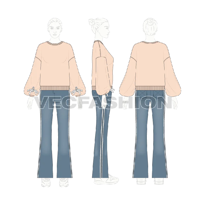 Women Baggy Pullover Sweater Vector Set