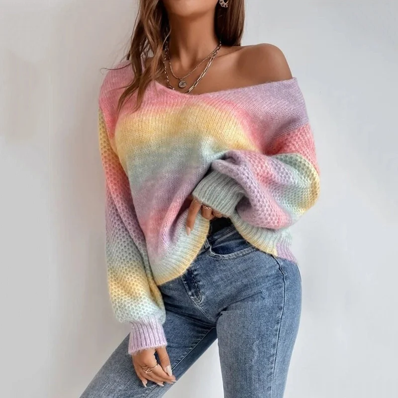 DressBetty - Rainbow Oversized Warm Sweater