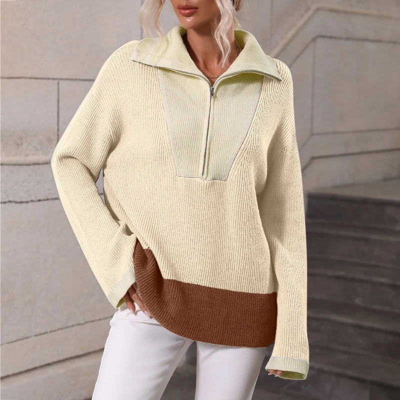 DressBetty - Color Matching Loose Warm Knitted Sweater