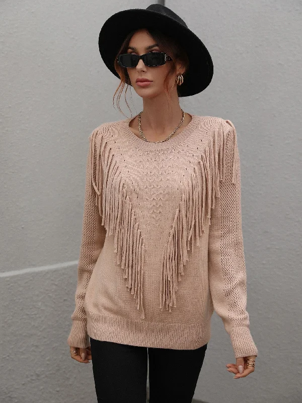 DressBetty - Tassel Loose-fitting Pullover Sweater