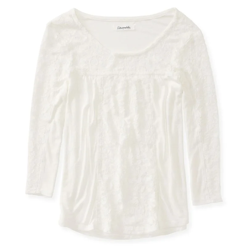 Aeropostale Womens Lacey Ls Embellished T-Shirt