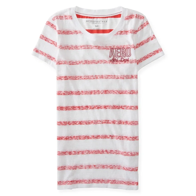 Aeropostale Womens Striped Ath. Dept Embellished T-Shirt, Red, Large