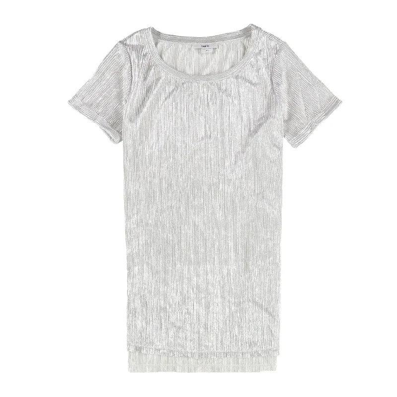 Bar Iii Womens Textured Metallic Basic T-Shirt