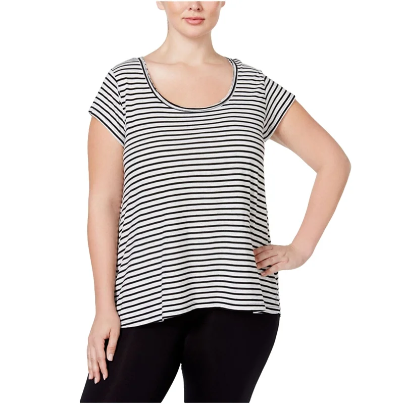 Calvin Klein Womens Striped Hi-Lo Graphic T-Shirt