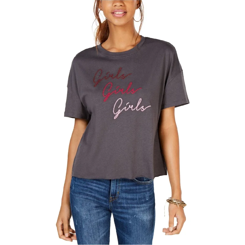 Carbon Copy Womens Girls Girls Girls Embellished T-Shirt