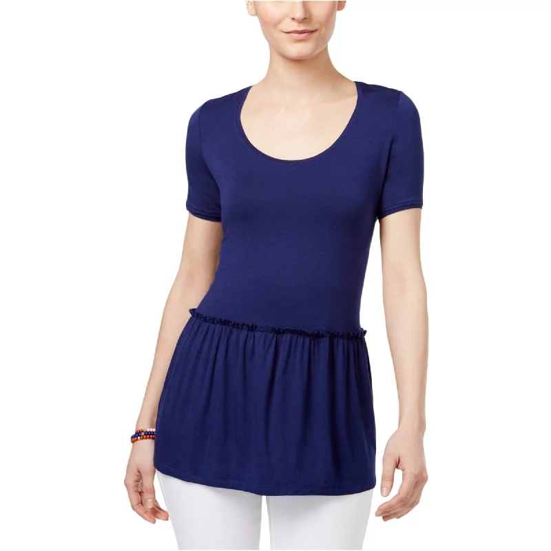 G.H. Bass & Co. Womens Peplum Basic T-Shirt, Blue, Small