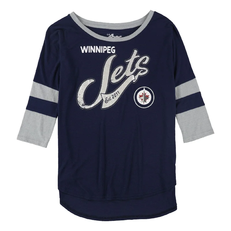 G-III Sports Womens Winnipeg Jets 3/4 Sleeve Graphic T-Shirt, Blue, Medium