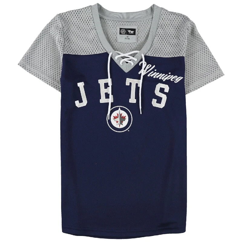 G-III Sports Womens Winnipeg Jets Graphic T-Shirt, Blue, Medium