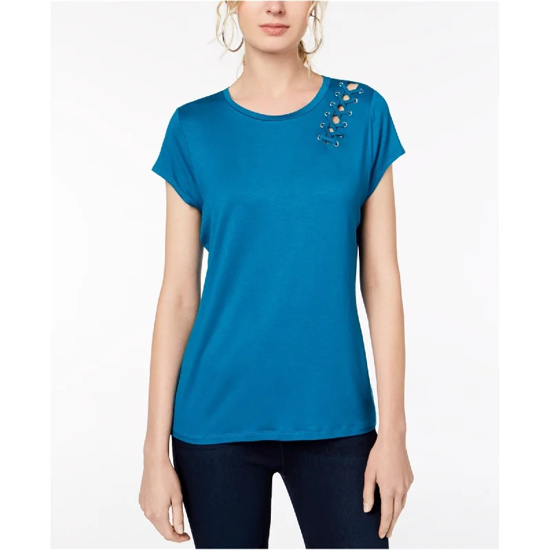 I-N-C Womens Lace Up Basic T-Shirt