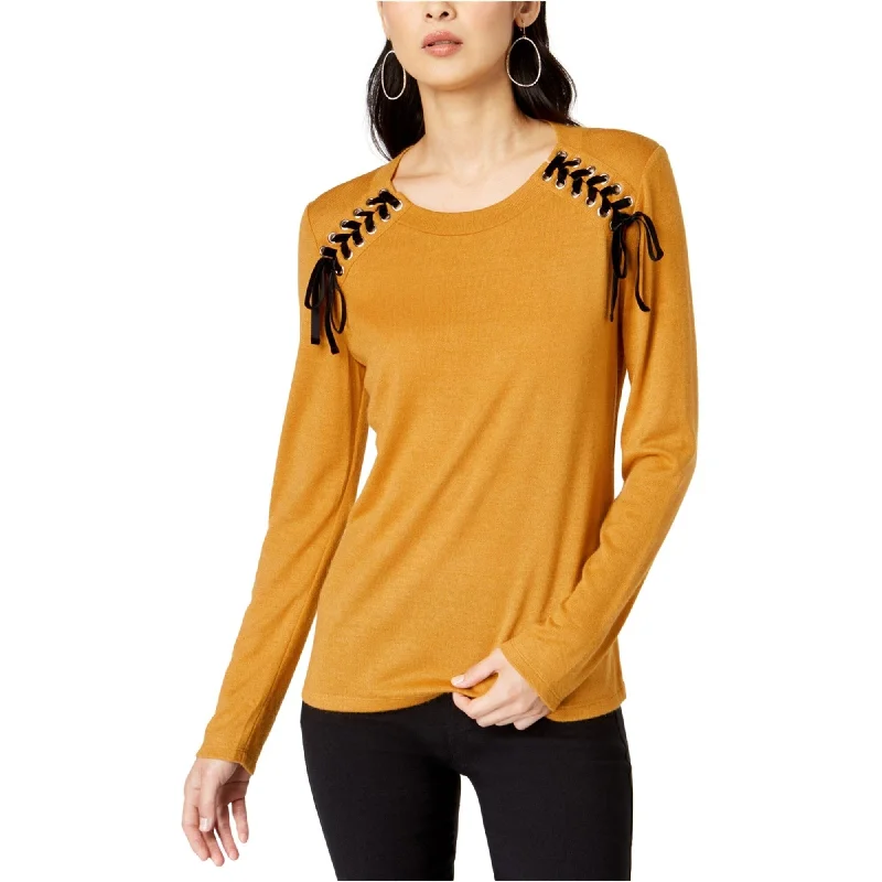 I-N-C Womens Lace Up Knit Basic T-Shirt