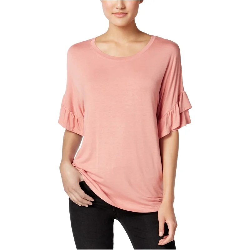 Jamie & Layla Womens Ruffled Sleeve Basic T-Shirt