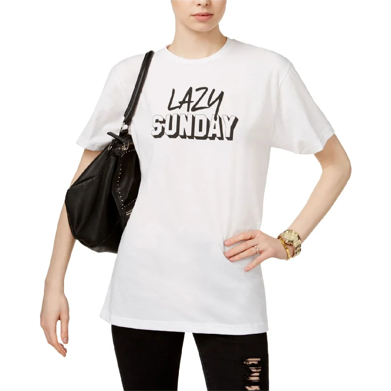 Kid Dangerous Womens Lazy Sunday Graphic T-Shirt, White, Small