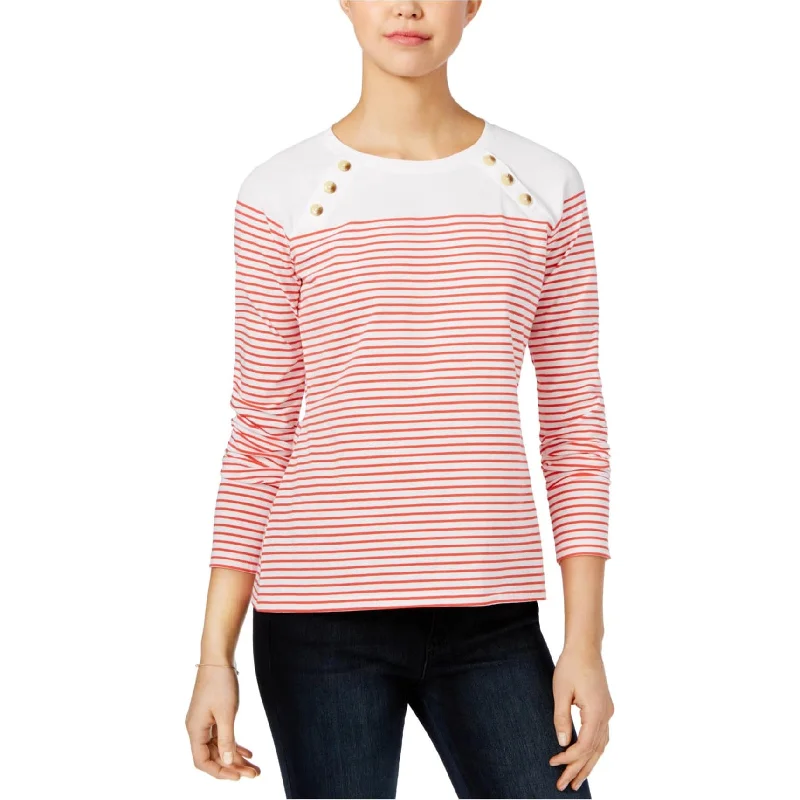 maison Jules Womens Button Embellished T-Shirt, Red, Small