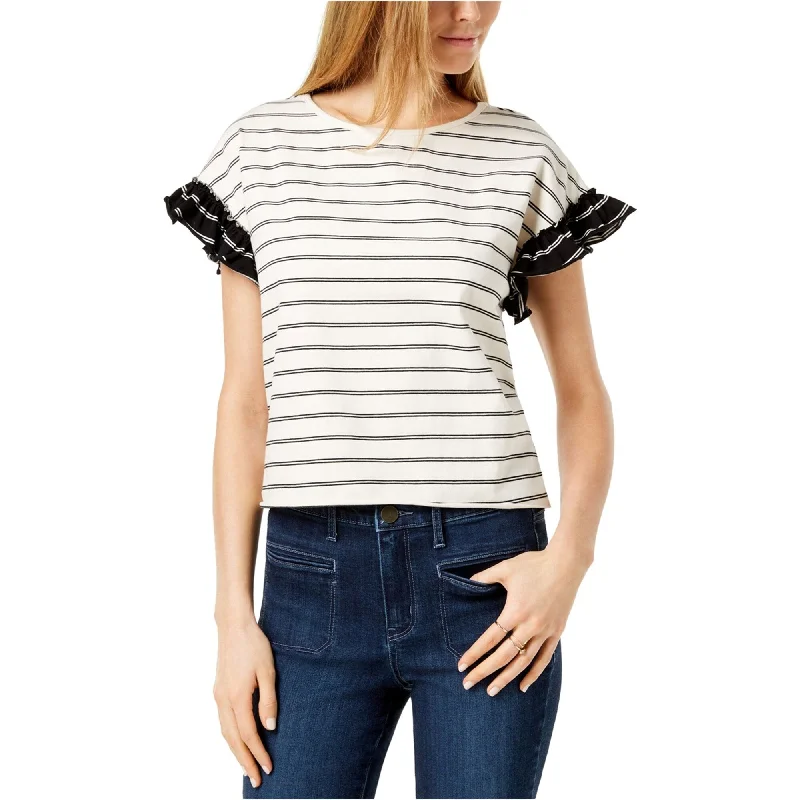 Maison Jules Womens Ruffle Embellished T-Shirt