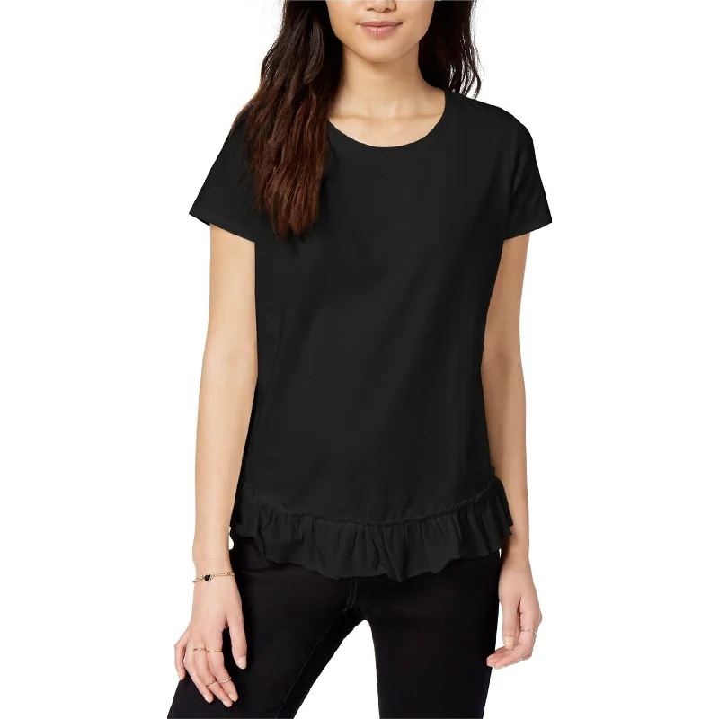 Maison Jules Womens Ss Ruffled Hem Basic T-Shirt