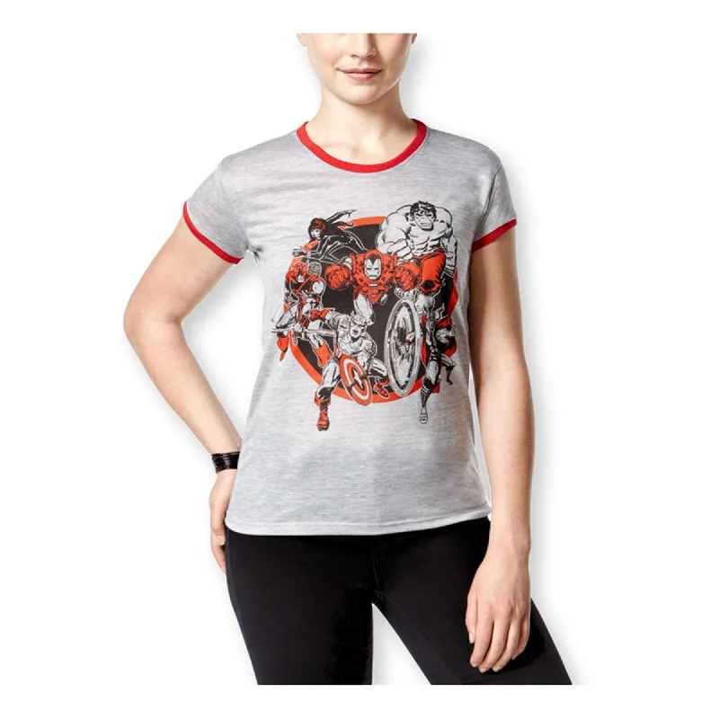 Mighty Fine Womens Marvel The Avengers Contrast Graphic T-Shirt, Grey, X-Small