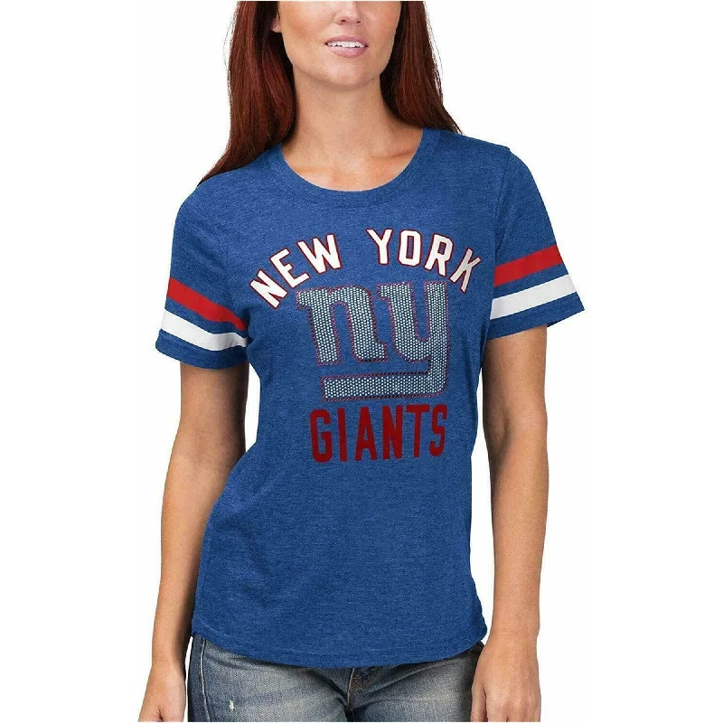 NFL Womens New York Giants Rhinestone Embellished T-Shirt, Blue, Small