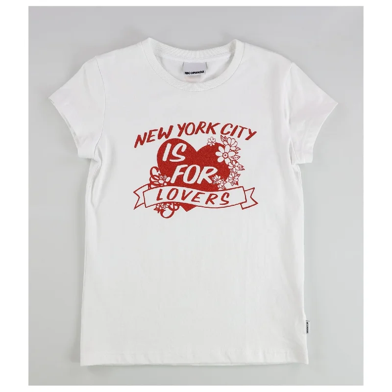 Nicopanda Womens NYC Is For Lovers Graphic T-Shirt, White, Small