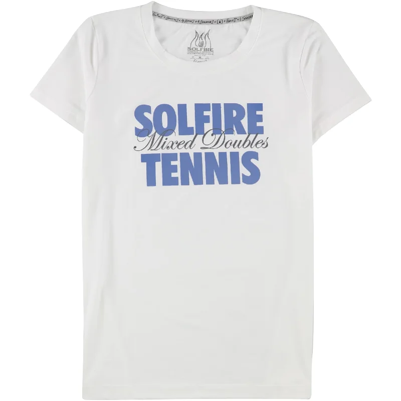 SOLFIRE Womens Mixed Doubles Tennis Graphic T-Shirt, White, Large