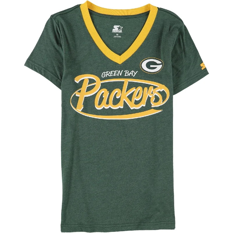 STARTER Womens Green Bay Packers Graphic T-Shirt, Green, Medium