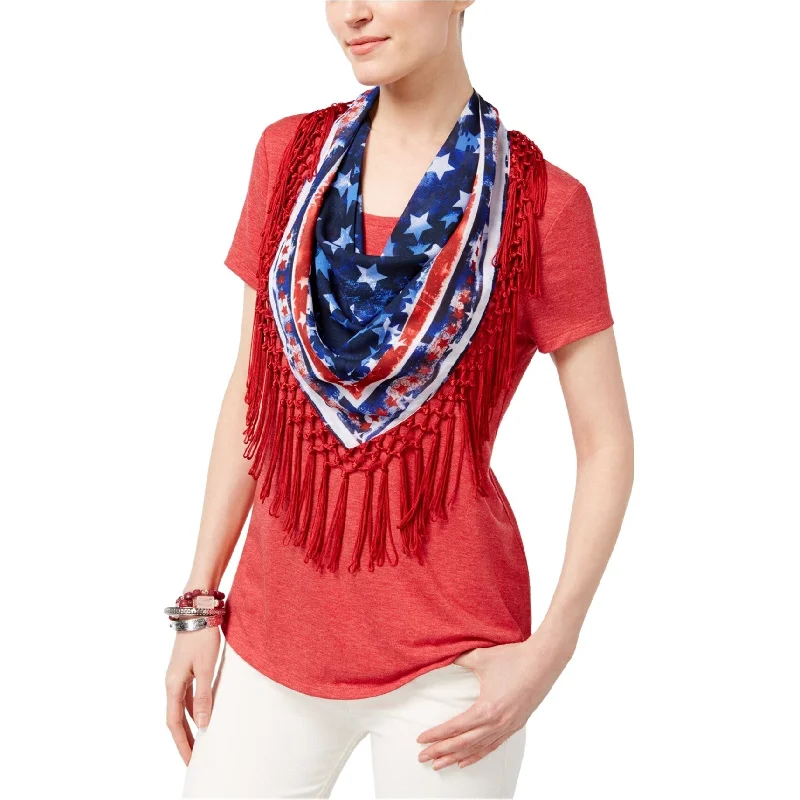 Style & Co. Womens American Dreams With Scarf Basic T-Shirt, Red, X-Large