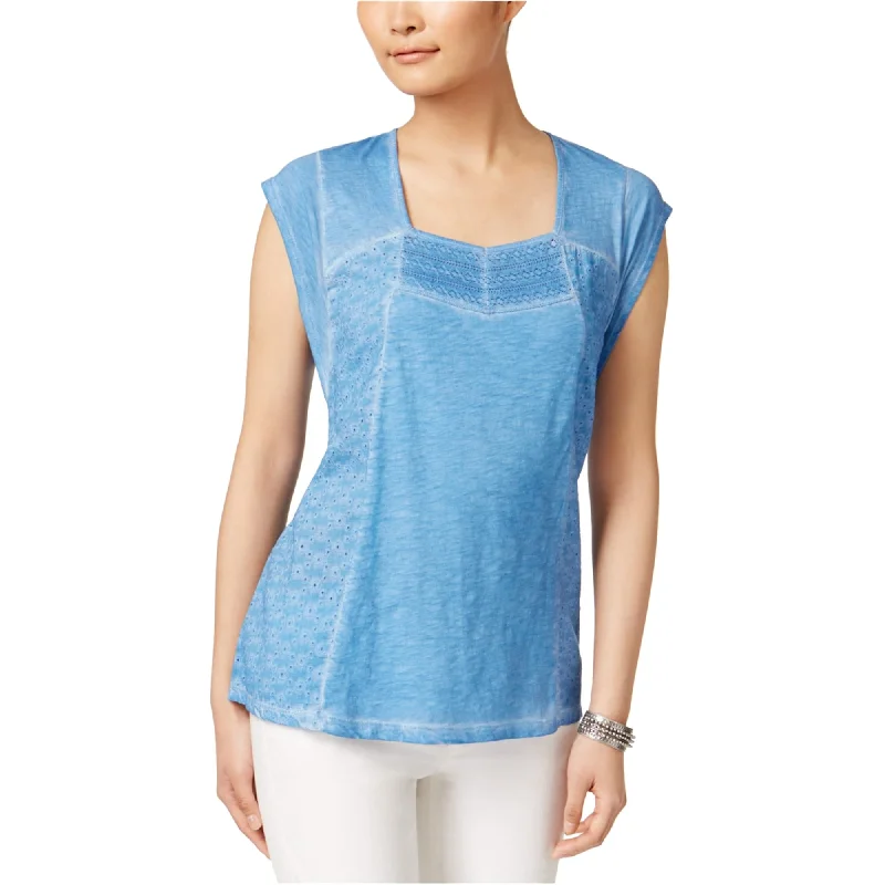 Style & Co. Womens Lace Eyelet Basic T-Shirt