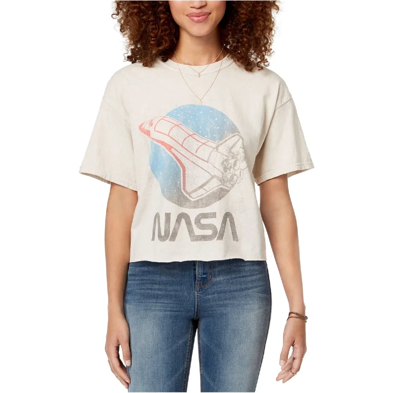 True Vintage Womens Nasa Crop Graphic T-Shirt, Beige, Medium