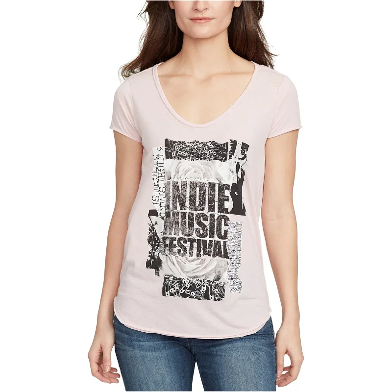 William Rast Womens Indie Collage Open Back Graphic T-Shirt