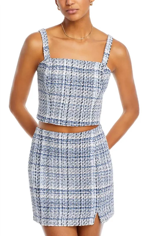 Cher Tweed Tank In Blue Tweed