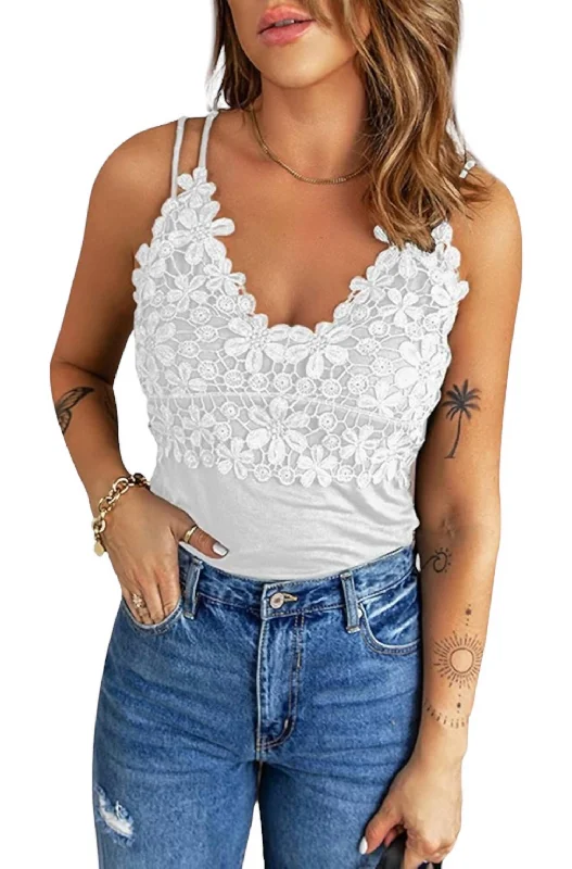 Crochet Lace Tank Top In White