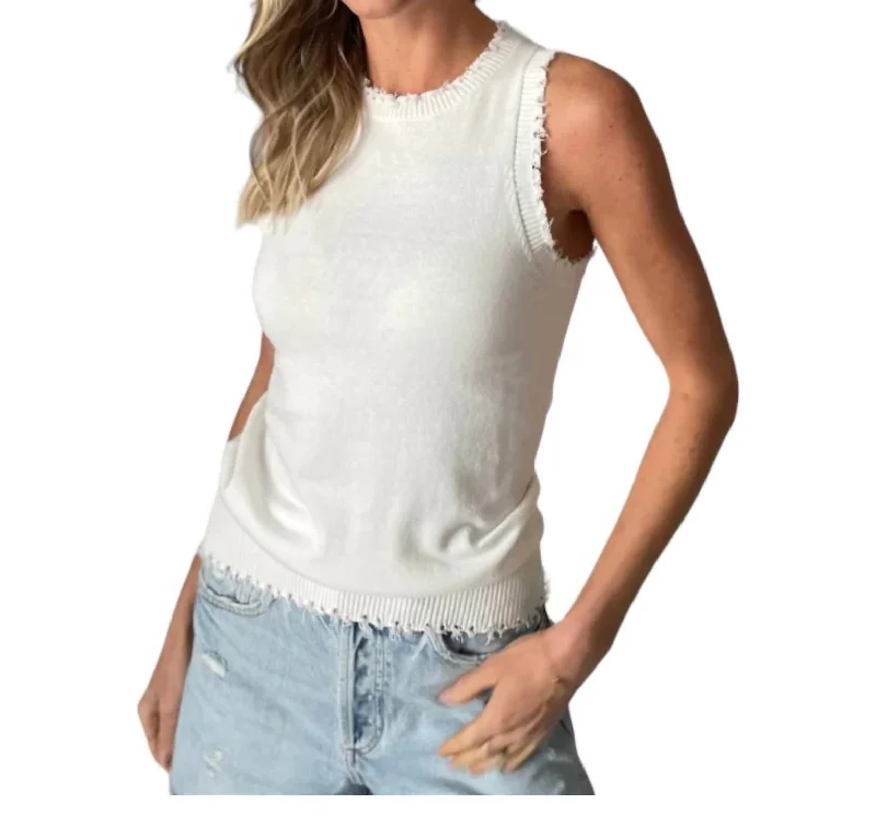 Emily Fringe Tank Top In Ivory