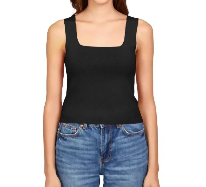 Eva Square Neck Sweater Tank In Black